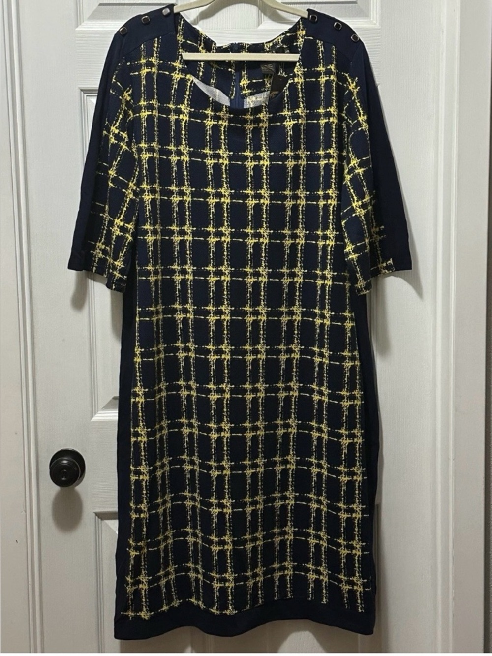 MICHAEL K U.S.A. Dress Women’s Plus Size 3XL Royal Blue Yellow Plaid NEW